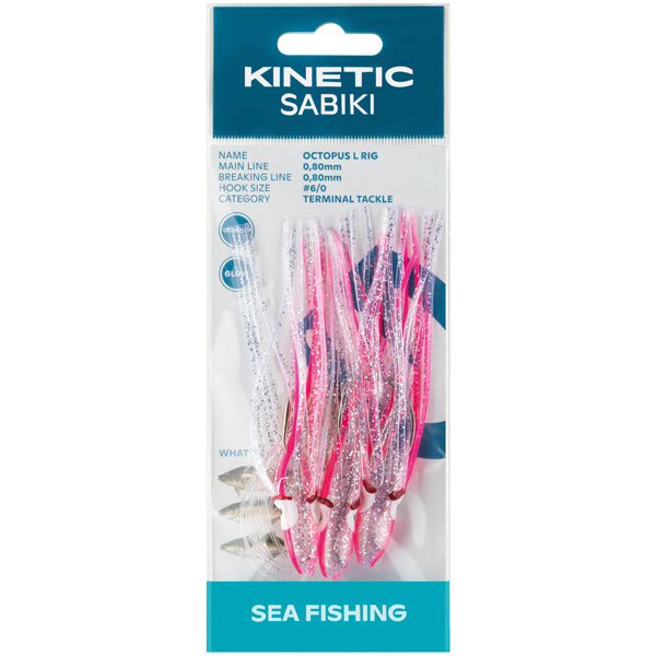 Kinetic, Sabiki Octopus Cod/Tough, 3 st Pink/Mica, 6/0