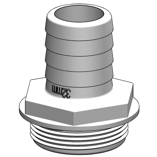 Trudesign, Slangstos 1 1/2" 32mm Vit, Till Y-Ventil