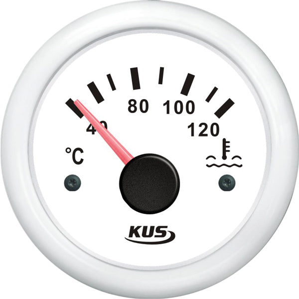 Kus, Temperaturmätare för kylvatten, Vit, 40-120°C, 12/24 V, Ø: 52,0 mm