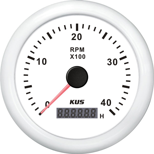 Kus, Varvräknare för bensin, Vit, 0-4000, IP67, Ø 85 mm