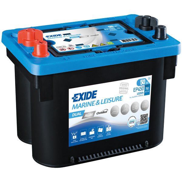 Exide, Batteri Dual Agm Spiral 750Cca, 50Amp