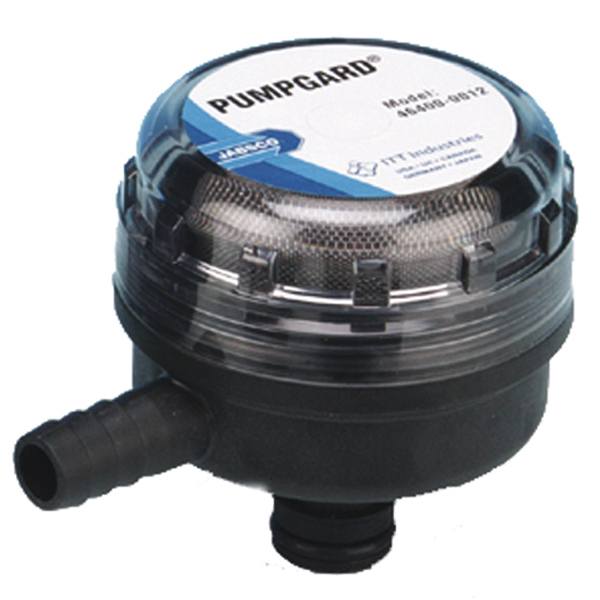 Jabsco, Pumpgard Vattenfilter 90º, In: 19 mm dubb, Ut: snabbkoppling, Originalnr: 46400-0010