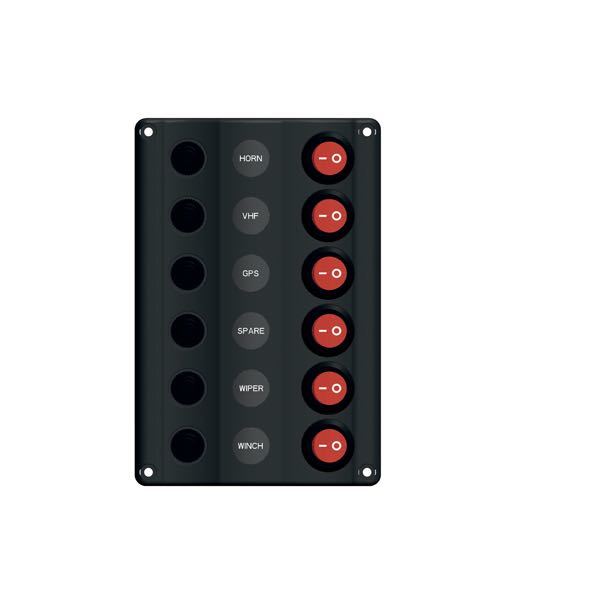 SeaTec, Wave Elpanel Med 6 Kontakter Led Och Automatsäkring, 12V