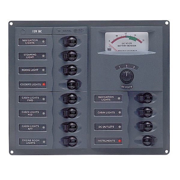 BEP, Elpanel 902A med 12 kontakter, 12V, 12 Amp, 239 mm x 65 mm x 200 mm