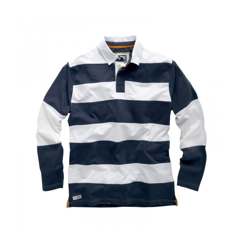 Gill, *E004 Langærmet Polo Hvid/Navy Str. M