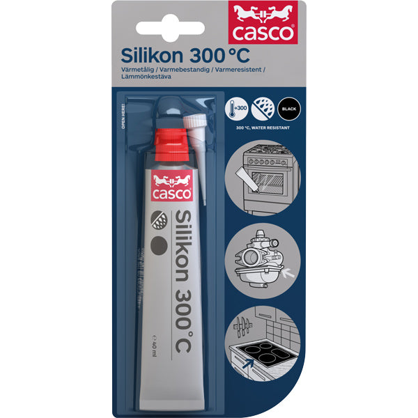 Casco, Silikon 300˚C Flytande packning, svart, 40ml